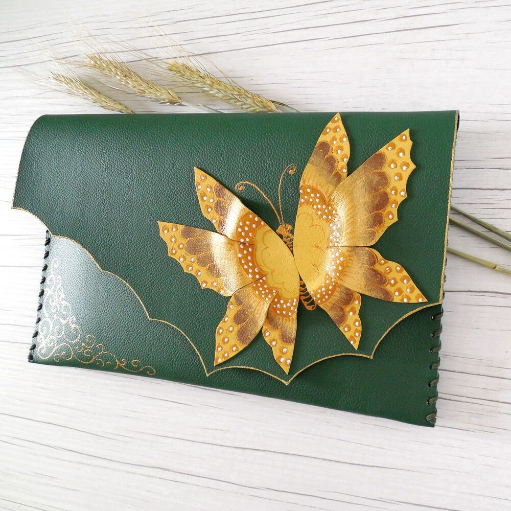 Grüne Schmetterling Tasche, Grüne Clutch Tasche, Applique Bag, Abendtasche, Gelbe Clutch, Handgemachte Tasche, Greenleather Tasche, Leder Geschenk Grüne Schmetterling Tasche, Grüne Clutch Tasche, Applique Bag, Abendtasche, Gelbe Clutch, Handgemachte Tasche, Greenleather Tasche, Leder Geschenk von spiculdegrau
