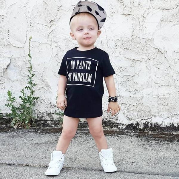 Keine Hose Kein Problem Lustig Kind Ist Trendige T-Shirt Oder Bodysuit Baby Kleinkind Jungen Mädchen Kleidung von spillthebeansetc