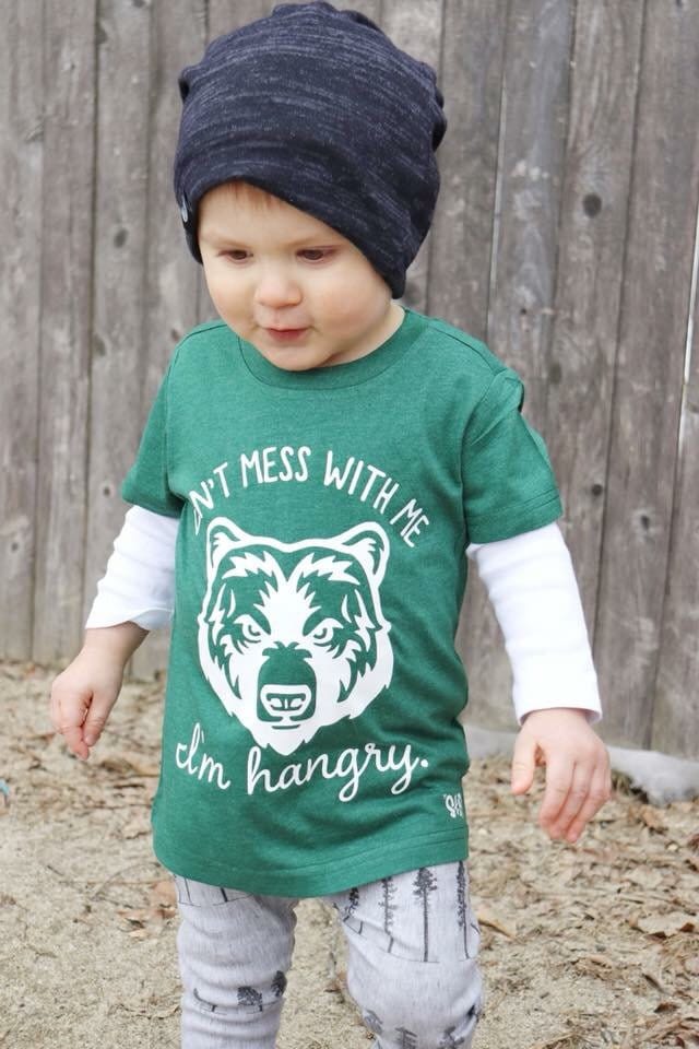 Leg Dich Nicht Mit Mir Ich Bin Hangry Bär T-Shirt, Af Stetigen Naschen Kleinkind T-Shirt Body Infant Kinder Lustige Grafik T Snack Gönnen T-Shirts von spillthebeansetc