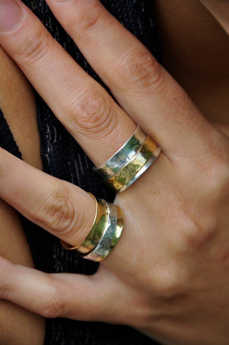 Versilbert Auf Messing Drehring | Messing Ring von spiralworlds