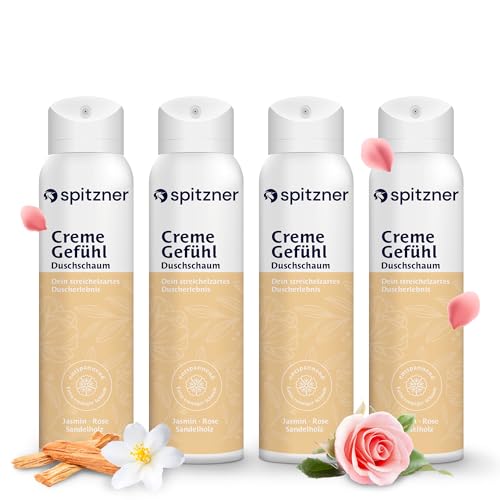 Spitzner Duschschaum Creme (4 x 50 ml) Set – Entspannende Wellness-Schaumdusche für sie mit cremigem Schaum für weiches Hautgefühl, sanft reinigend, hautverträglich und vegan… von spitzner