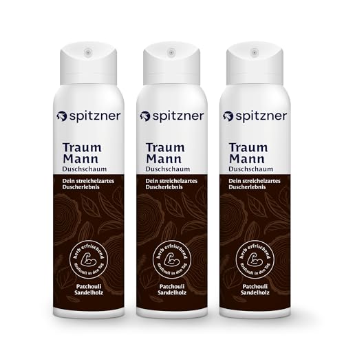 Spitzner Duschschaum Pure Man (3 x 150 ml) – Duschschaum Männer im 3er Pack, Wellness Dusche für sanft reinigende Körperpflege, sensitiver Rasierschaum, hautverträglich und vegan von spitzner