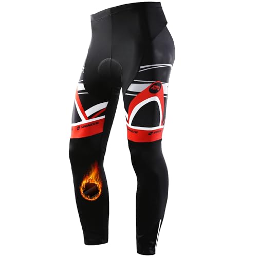 sponeed Herren Fahrradhose winddicht Winter Thermo Strumpfhose Fleece Fahrradhose 4D Gepolstert US XXL Rot von sponeed