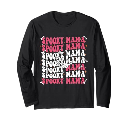 Gruselige Mama Skelett Hand Langarmshirt von spooky mama mom halloween skeleton hand spooky