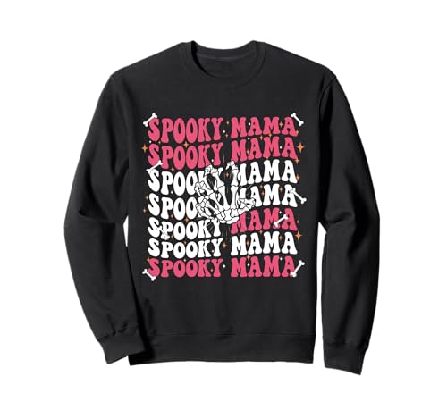 Gruselige Mama Skelett Hand Sweatshirt von spooky mama mom halloween skeleton hand spooky