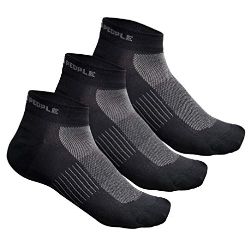 sport2people Laufsocken Sneaker für Herren und Damen mit Kompression, schweißableitender Funktion, Made in Europe (schwarz,3er Pack) (35-38) von sport2people