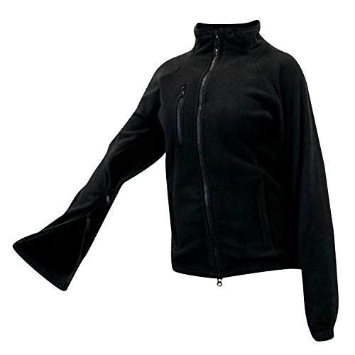 sporthoch2 Reha-Dialyse-Jacke - Damen REHA Jacke Fleece - Vier-Wege Reißverschluss an Ärmeln - Jacke mit Stehkragen und Außentaschen (Schwarz, M) von sporthoch2