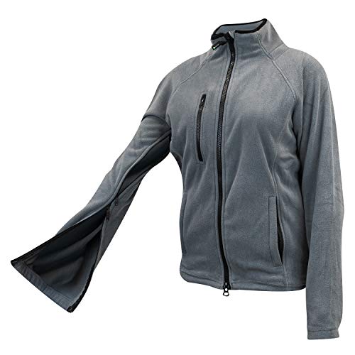 sporthoch2 Reha-Dialyse-Jacke - Damen REHA Jacke Fleece - Vier-Wege Reißverschluss an Ärmeln - Jacke mit Stehkragen und Außentaschen (Graphit-Grau, L) von sporthoch2