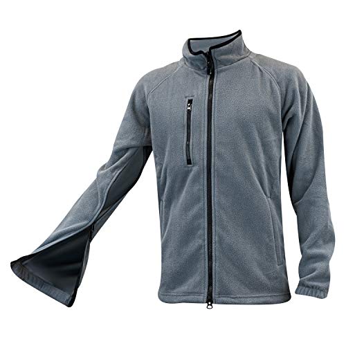 sporthoch2 Reha-Dialyse Fleecejacke - Herren Jacke Fleece - Vier-Wege Reißverschluss an Ärmeln - Jacke mit Stehkragen und Außentaschen (Graphit-Grau, xx_l) von sporthoch2