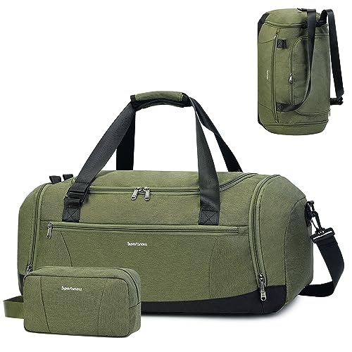 Sporttasche Rucksack Herren Reisetasche mit Schuhfach & Nassfach und Kulturbeutel Weekender-Tasche Damen Trainingstasche mit Trolley-Ärmel, Armeegrün Sporttasche Rucksack Herren Reisetasche mit Schuhfach & Nassfach und Kulturbeutel Weekender-Tasche Damen Trainingstasche mit Trolley-Ärmel, Armeegrün von sportsnew