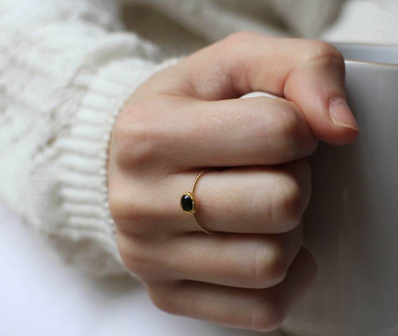 Grüner Turmalin Ring, Verlobungsring, Gold Edelstein Ring Schmuck von springit