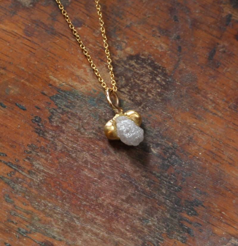 Rohdiamant Halskette, Anhänger, Schwebende Kleine Diamant Schmuck von springit