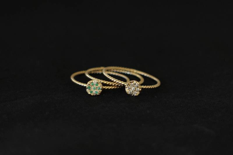 Smaragd Stapelring, Zierliche Ring Gold, Gold Ring, Verlobung Sendediamant-Ring, Einzigartige Verlobungsring, Stapelring Set von springit