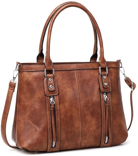 sqlp Handtasche Damen Leder Groß Kapazität Shopper Tasche Damen Student Schultasche Arbeit Henkeltaschen für Damen Schultertaschen Weich Umhängetasche braun von sqlp