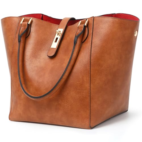 sqlp Shopper Tasche Damen Groß Leder Handtasche for Women Gross Henkeltaschen Big Bag Arbeit Handtaschen für Damen Schultertaschen von sqlp