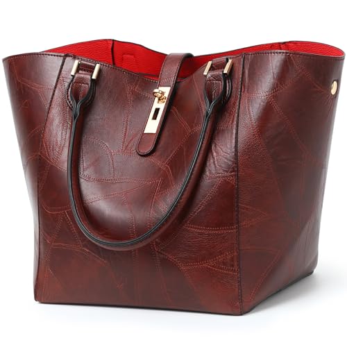 sqlp Shopper Tasche Damen Groß Leder Handtasche for Women Gross Henkeltaschen Big Bag Arbeit Handtaschen für Damen Schultertaschen von sqlp