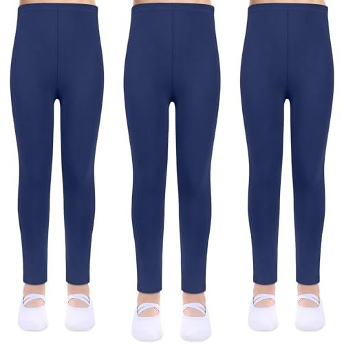 srclo 3er Pack Leggings Mädchen High Waist Leggins Kinder Sportleggins Lange Weich Elastisch Basic Sporthose Blickdichte Hose für Tanz Yoga Alltag von srclo