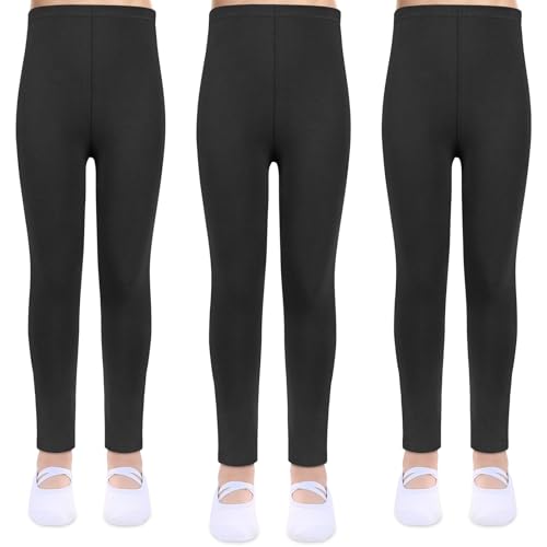 srclo 3er Pack Leggings Mädchen High Waist Leggins Kinder Sportleggins Lange Weich Elastisch Basic Sporthose Blickdichte Hose für Tanz Yoga Alltag von srclo