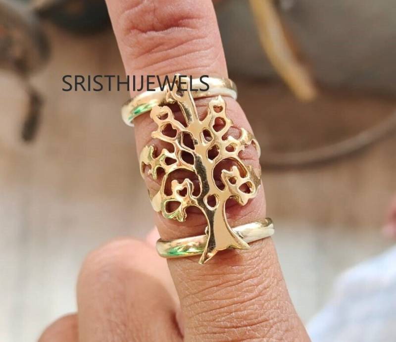 Arthritis Ring, Splint Knuckle Thumb Brass Ring For Women, Simple Midi Statement Tree Unique Mothers Day von sristhijewels