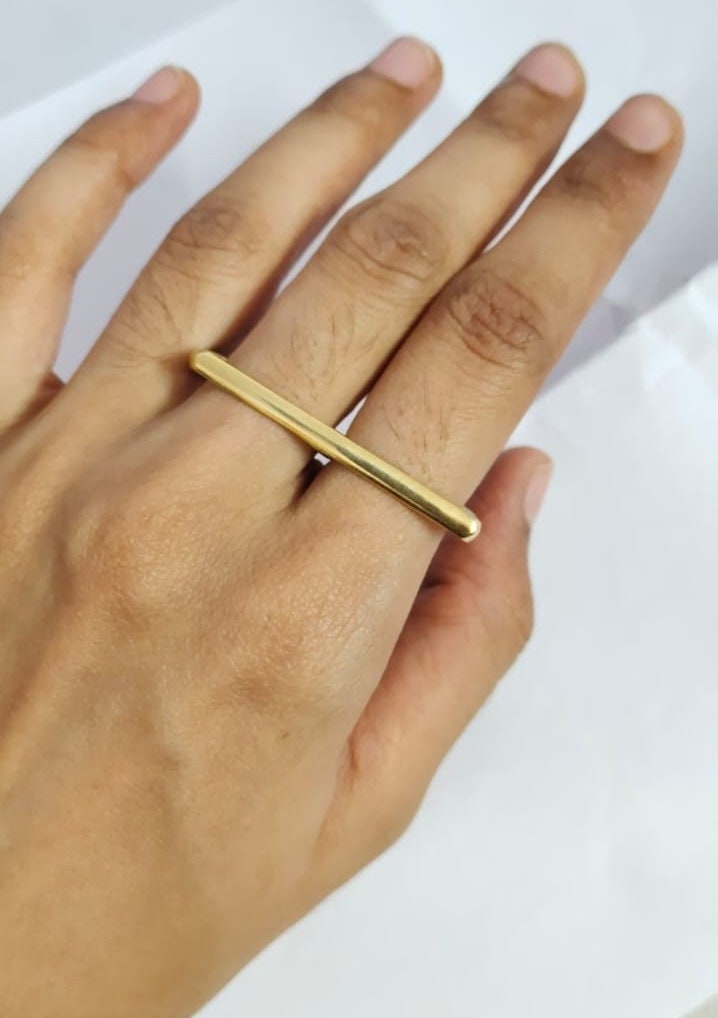 Double Finger Band Ring, Minimal Double Bar Two Ring, Personalized Gift von sristhijewels