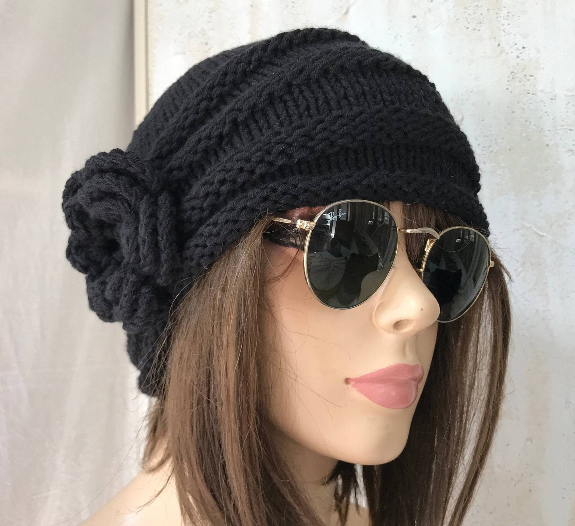 Chemo Mützen Baumwolle Krebs Mütze Frauen Winter Beanie Turbane Head Covers Damen Schwarz von srithehat