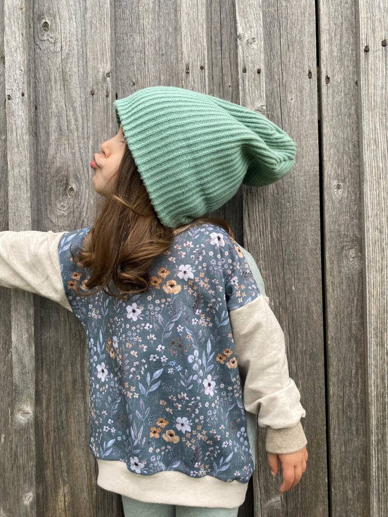 Blumen Oversized Sweater - Color-Blocking Sommersweat Mädchen Baby Kinderkleidung von sschleifenliebee