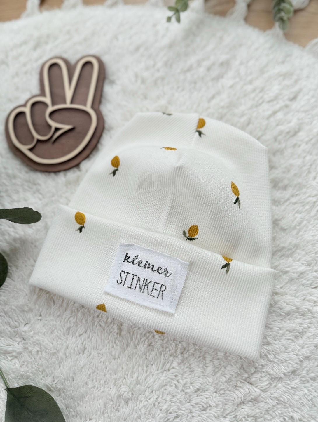 Dein Design | Hipster Beanie „Zitronen" Label Auswahl Leder & Used Look Junge Mädchen Erwachsen von sschleifenliebee