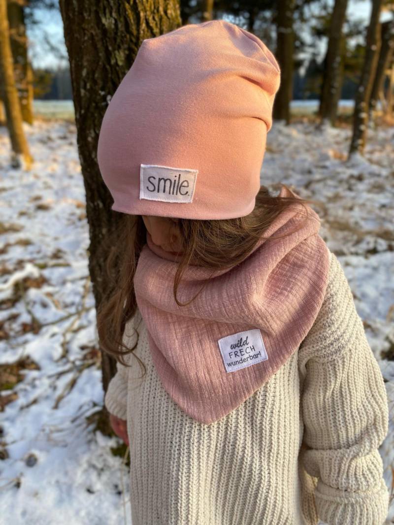 Dein Design | Used-Look-Label Musselin-Dreieckloop Slub Musselin| Farbwahl Label Schal Musselintuch Mädchen Junge von sschleifenliebee