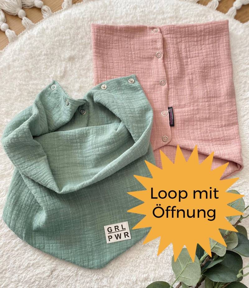 Dein Design | Used-Look-Label Musselin-Dreieckloop Slub Musselin| Farbwahl Label Schal Musselintuch Mädchen Junge von sschleifenliebee