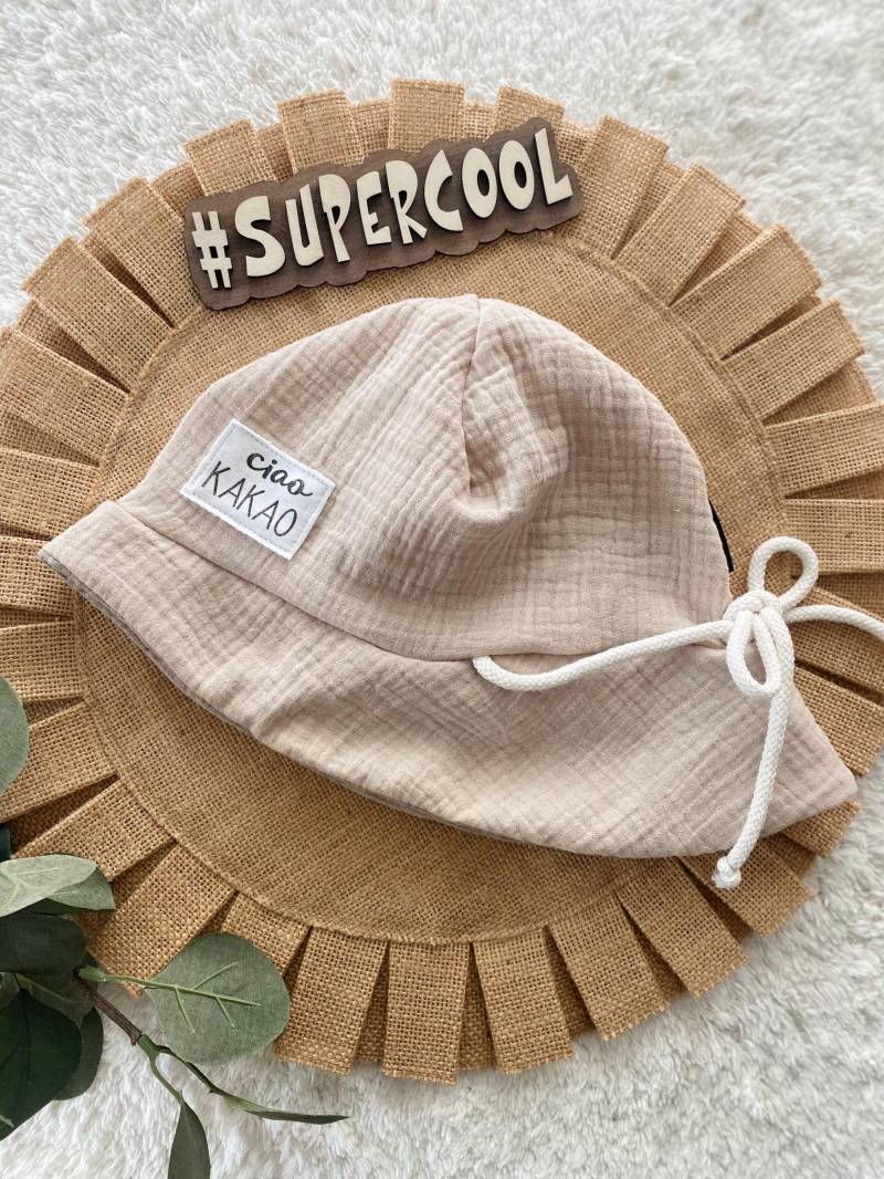 Dein Design | Used-Look Label Musselin Sonnenhut Bucket Hat Safarihut Sonnenschutz Junge Mädchen von sschleifenliebee