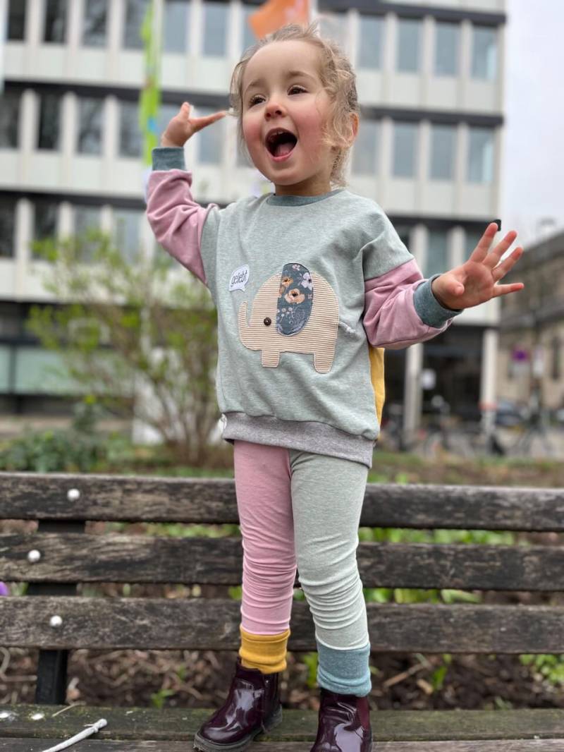 Little Lelewan Oversized Sweater - Elefant Color-Blocking Sommersweat Mädchen Baby Kinderkleidung von sschleifenliebee