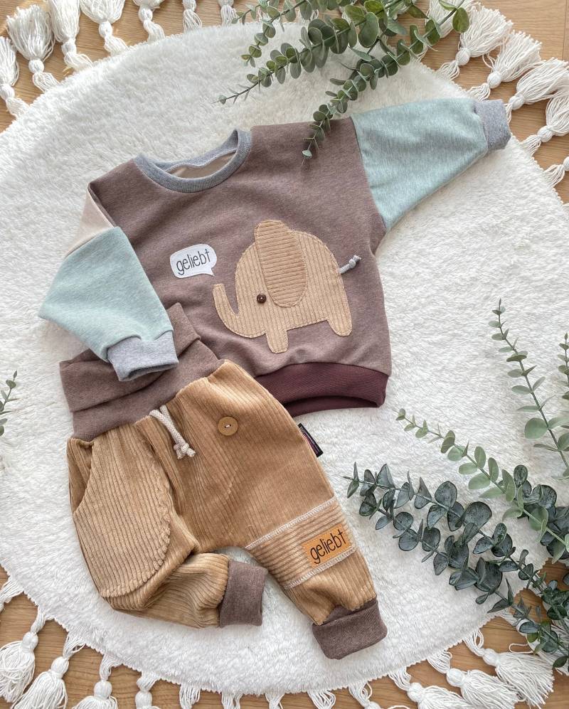 Little Lelewan Oversized Sweater - Elefant Color-Blocking Sommersweat Mädchen Junge Baby Kinderkleidung von sschleifenliebee