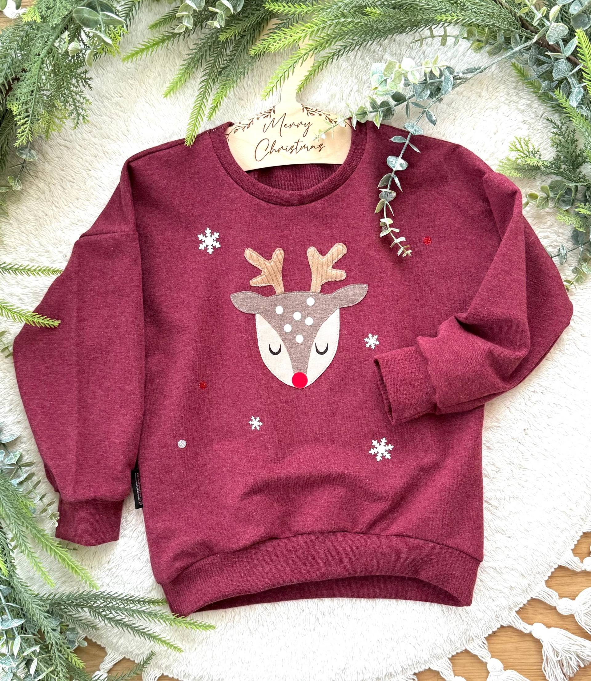 Mode Zum Fest | Oversized Sweater Rudolph Weihnachtspullover Weihnachten Mädchen Junge Baby von sschleifenliebee