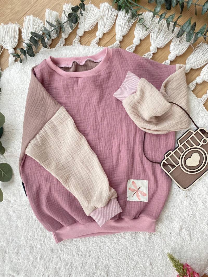 Musselin Oversized Sweater | Color-Blocking Mädchen Baby Kinderkleidung von sschleifenliebee
