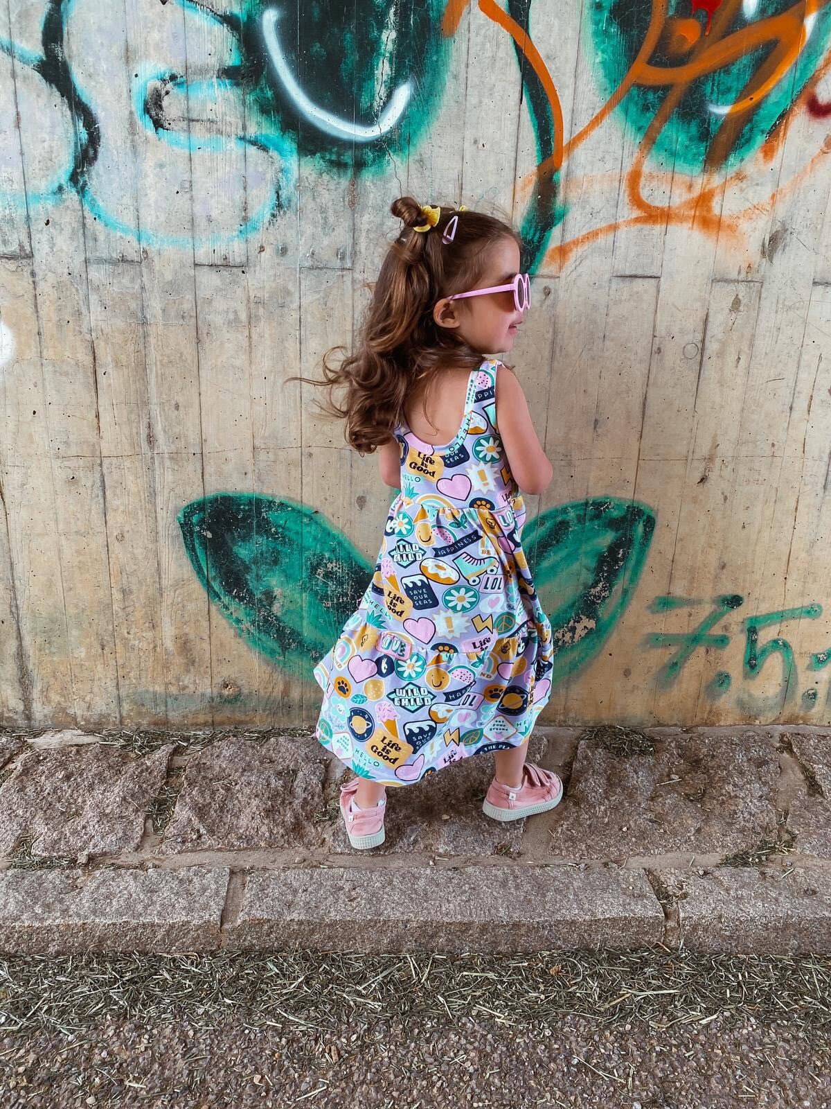 Sommerkleid - Baumwolljersey Bunt Kleid Maxikleid Midikleid Mädchen Kind Kinderkleidung Sommerkleid - Baumwolljersey Bunt Kleid Maxikleid Midikleid Mädchen Kind Kinderkleidung von sschleifenliebee