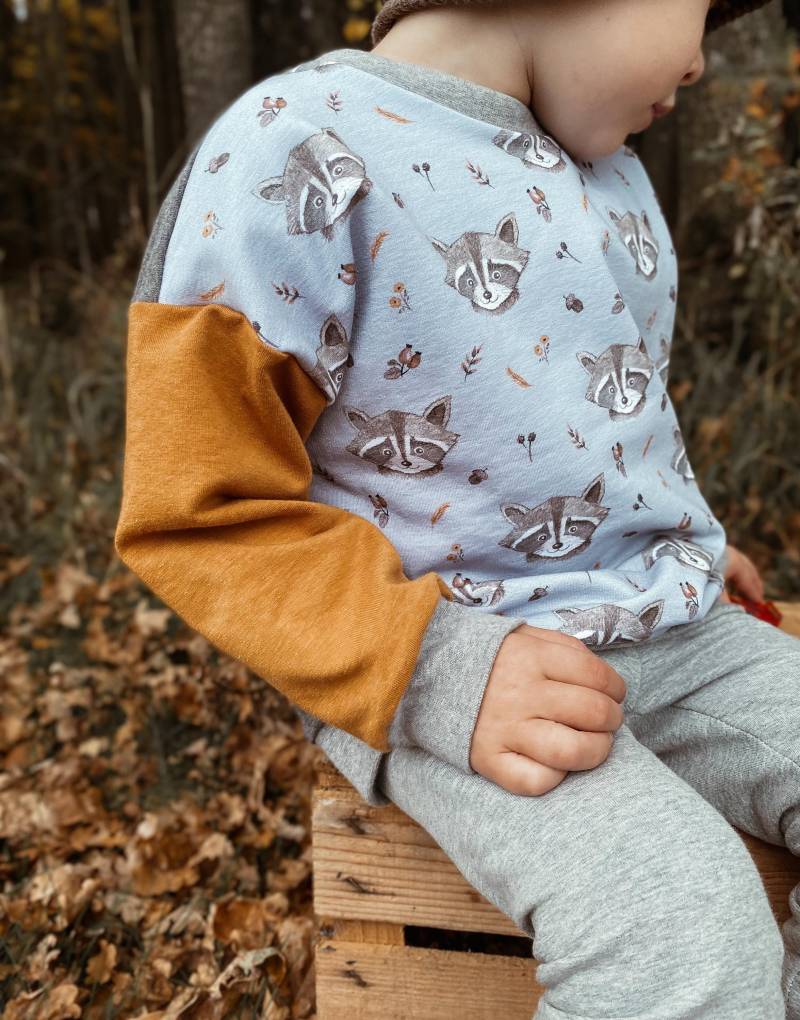 Waschbär Oversized Sweater - Color-Blocking Sommersweat Junge Mädchen Unisex Baby Kinderkleidung von sschleifenliebee