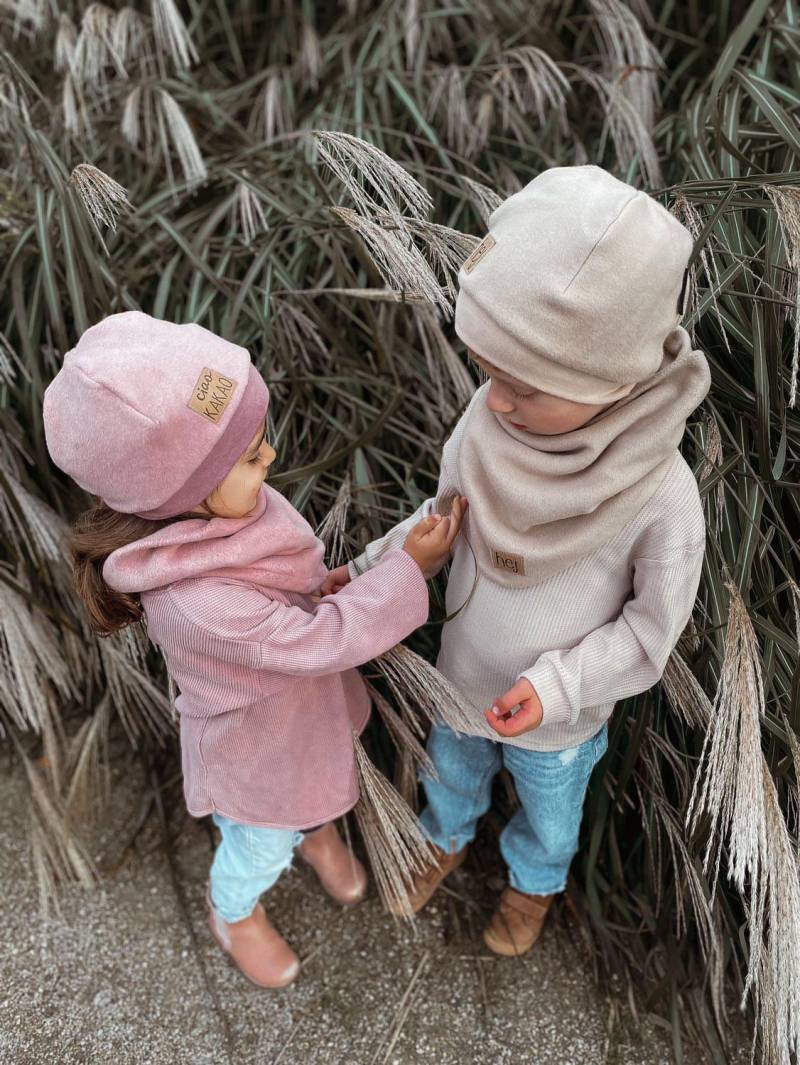 Winter - Dreieckloop Fleecemütze Mütze Baumwollfleece Fleece Label Used Look Loop Farbwahl Schal Mädchen Junge von sschleifenliebee