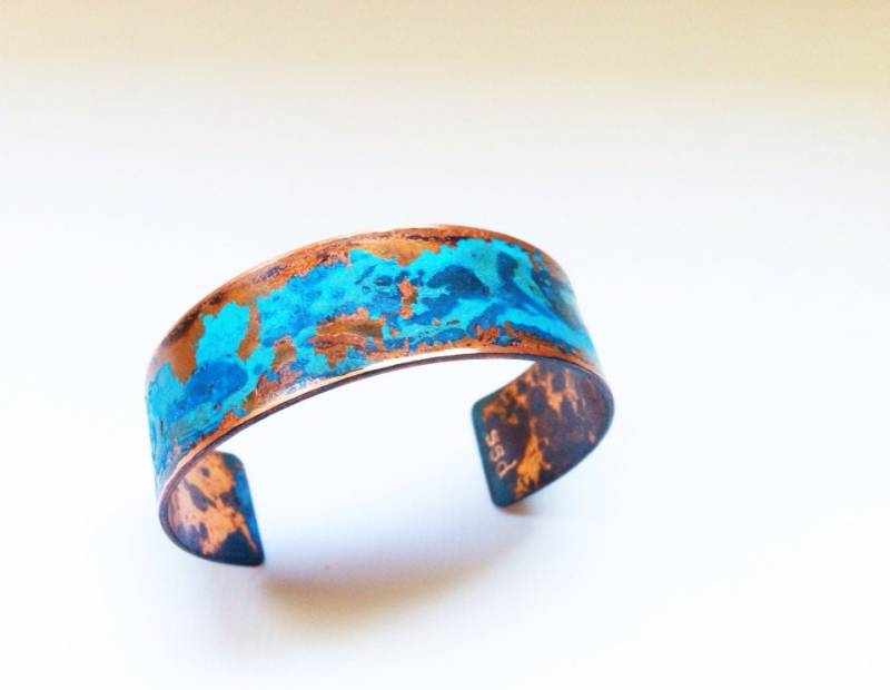 Die Original Patina Armspange - Blau Grünspan 3/4 "Kupfer Die Original Patina Armspange - Blau Grünspan 3/4 "Kupfer von ssdjewelry