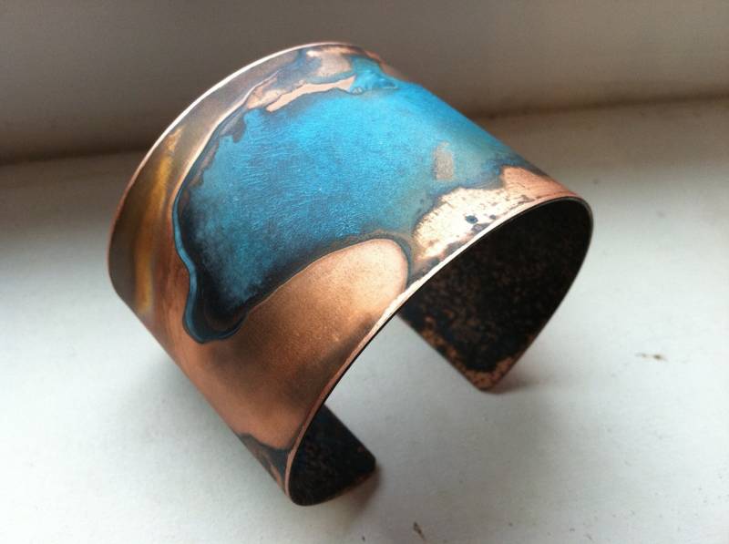 Die Original Patina Armspange - Blau Grünspan 5 cm Kupfer von ssdjewelry