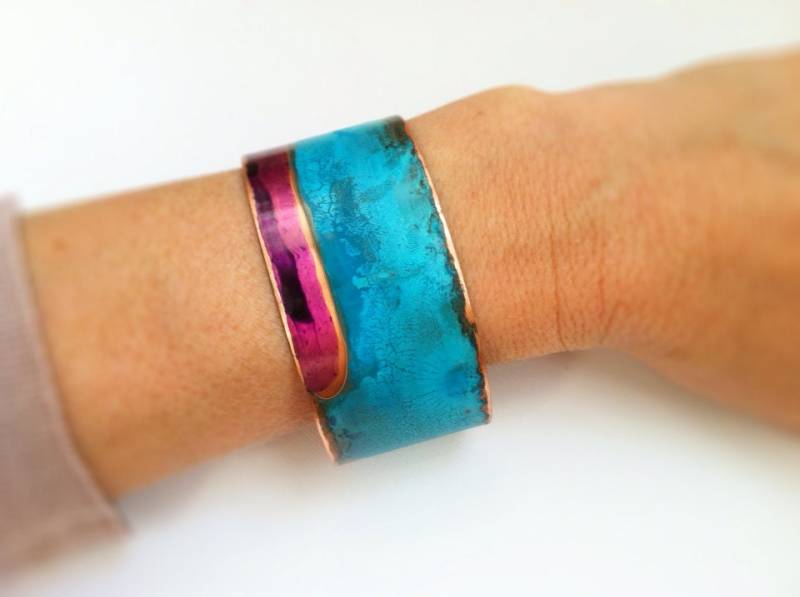 "Die Original Patina Armspange "Purple & Mixed Grünspan" - 3, 25"Kupfer Armspange." "Die Original Patina Armspange "Purple & Mixed Grünspan" - 3, 25"Kupfer Armspange." von ssdjewelry
