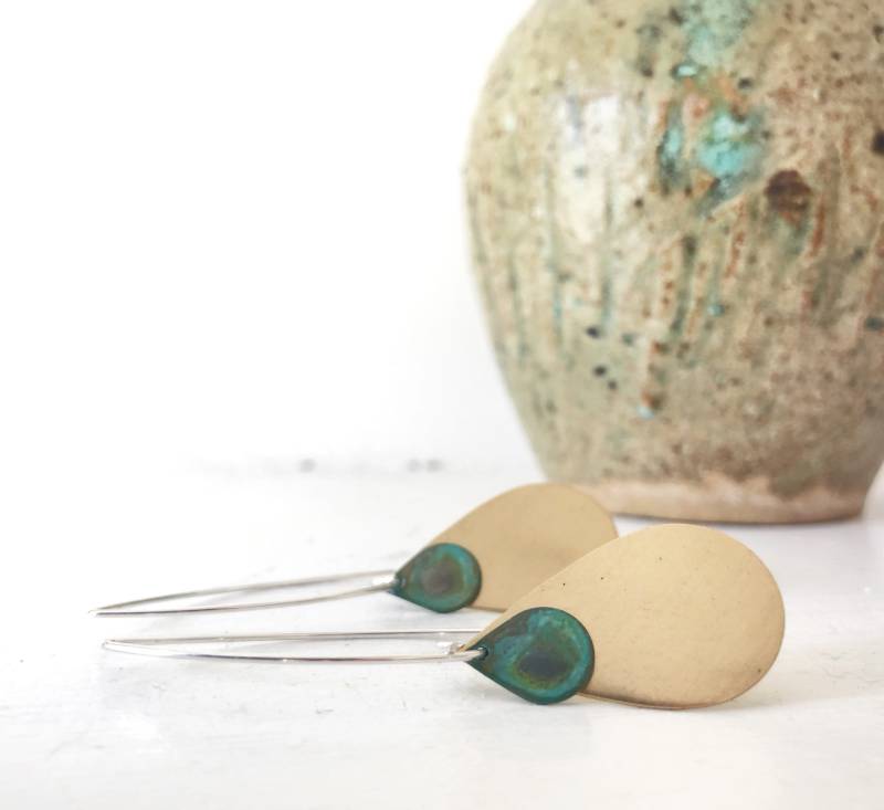 Lido Messing & Grünspan Hängeohrringe von ssdjewelry