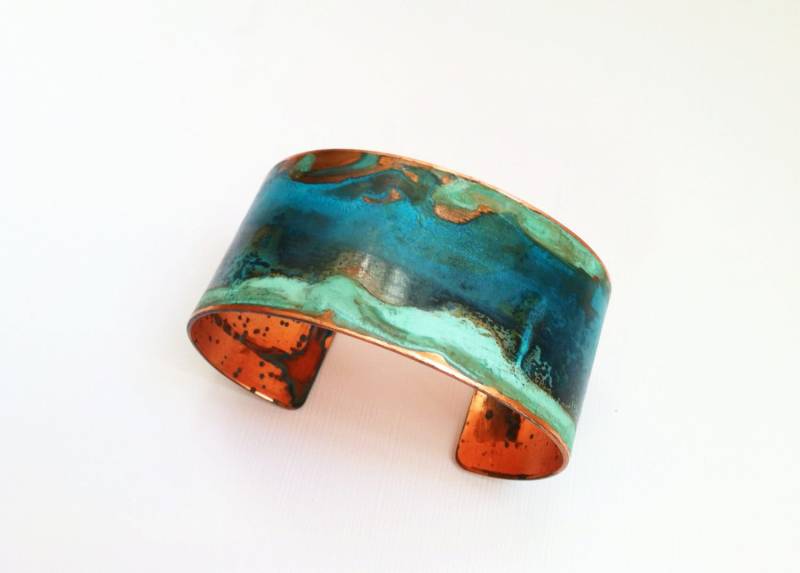 Mixed Grünspan Patina Armspange - 1, 25"Kupfer Mixed Grünspan Patina Armspange - 1, 25"Kupfer von ssdjewelry