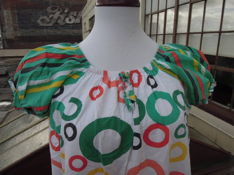 1940Er 1950Er Loop Dot O Neuheit Druck Bunte Baumwolle Bauer Nachthemd Muumuu Zirkus Haus Kleid S M L Frauen Vintage Antik Slip Retro Lang von sssggg