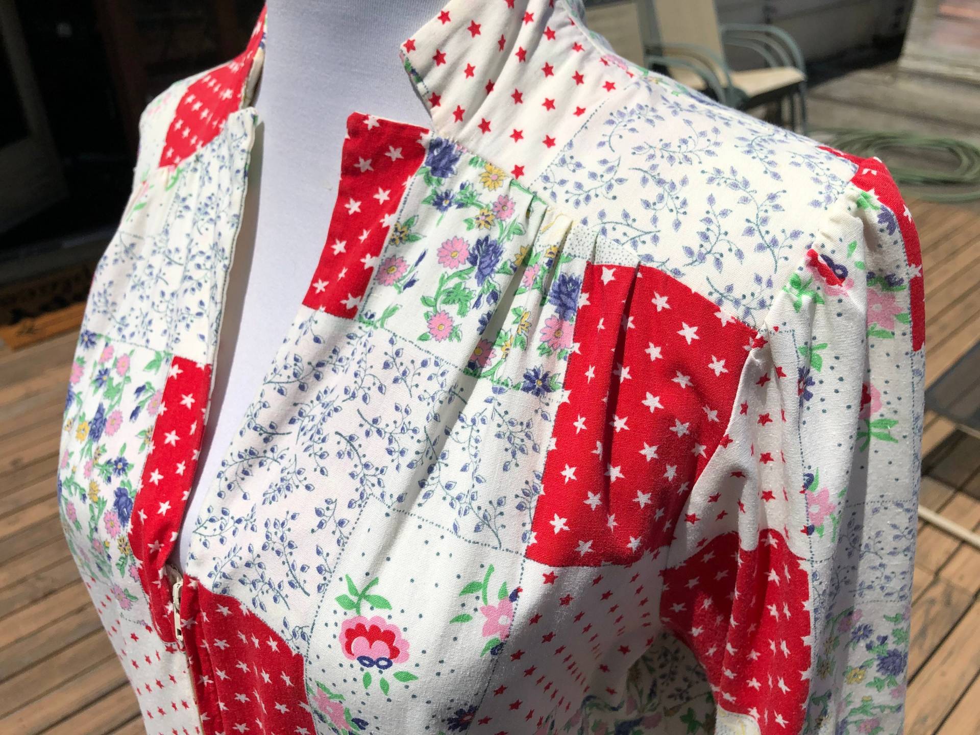 Vintage 70Er Langes Maxi Baumwoll Nachthemd Star Floral Patchwork Print Boho Retro Loungewear By Gossard Sz M Damen Pyjama Robe 1970Er Gunnesax von sssggg