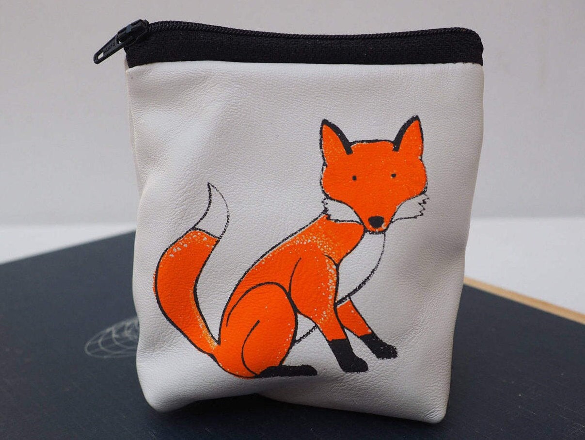 Handbedruckter Münzbeutel Aus Fuchsleder Wunderliches Geschenk von stabo