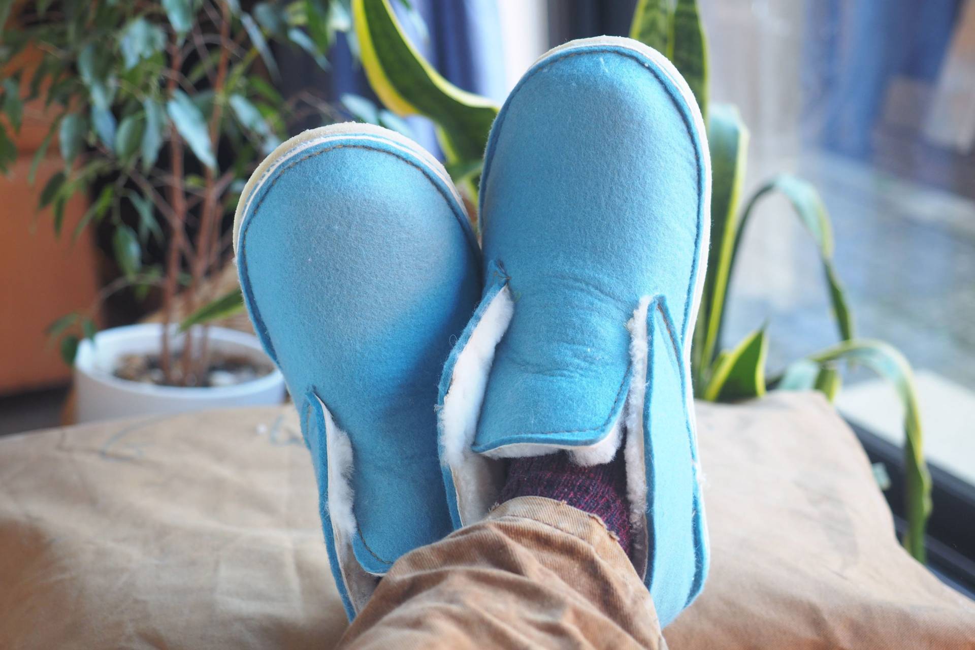 Personalisierte Schaffell Filz Slipper Stiefel Gemütliche Wolle Hausschuhe von stabo