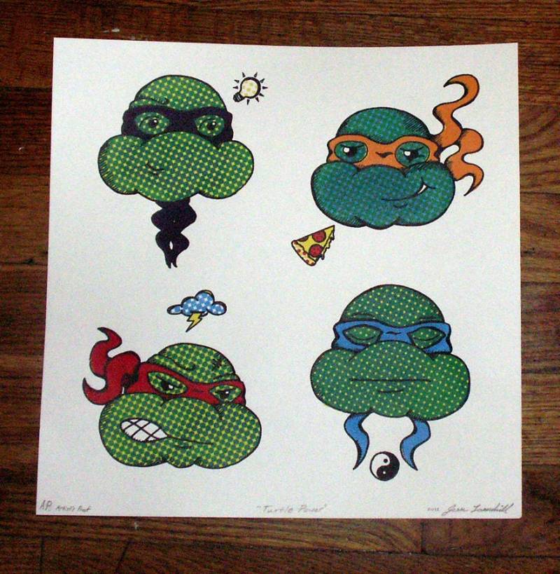 Teenage Mutant Ninja Turtles Pop-Art Lichtenstein Hand Zog Siebdruck Teenage Mutant Ninja Turtles Pop-Art Lichtenstein Hand Zog Siebdruck von stacyswirl