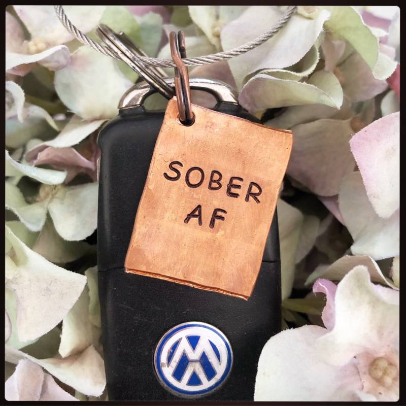 Sober Af. Handgestempelter Schlüsselanhänger. Kupfer Schlüsselring. Sobriety Geschenk Sober Af. Handgestempelter Schlüsselanhänger. Kupfer Schlüsselring. Sobriety Geschenk von stampedbycheryl