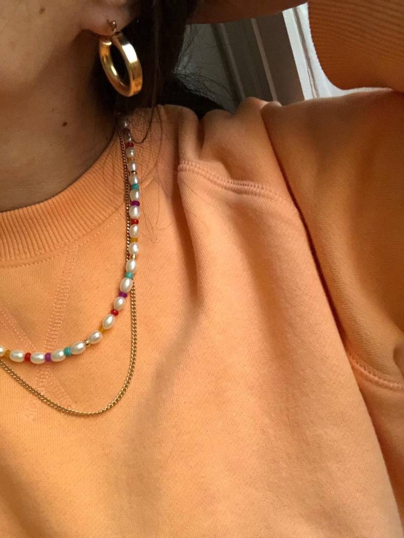 Audrey Perlen-Perlen-Halskette | Barock Süßwasserperlen Halskette Gemischter Gold Edelstein Schmuck Regenbogen 14Kt Gefüllt von standingoaccessories