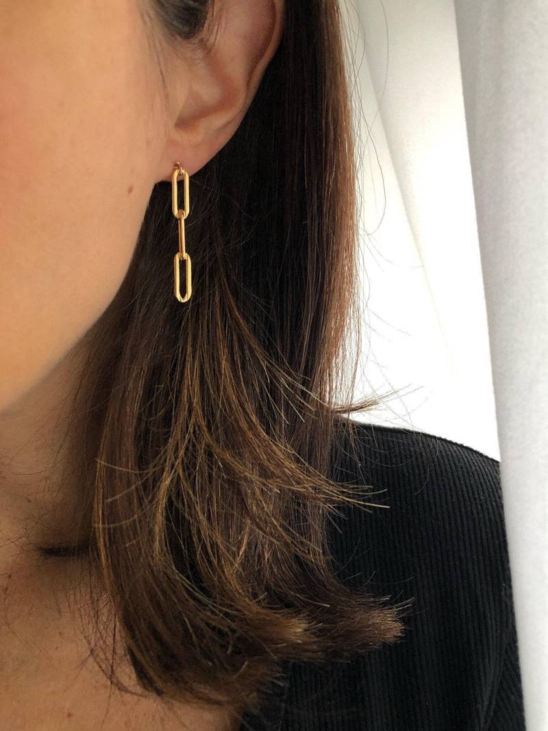 Charli Kettenglieder Ohrringe | 14Kt Gold Filled Büroklammer Kette Baumeln Tropfen Schmuck Feiner von standingoaccessories